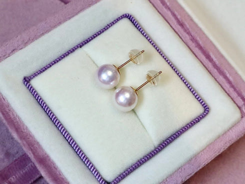 8-8.5mm White Akoya Pearl Stud Earrings